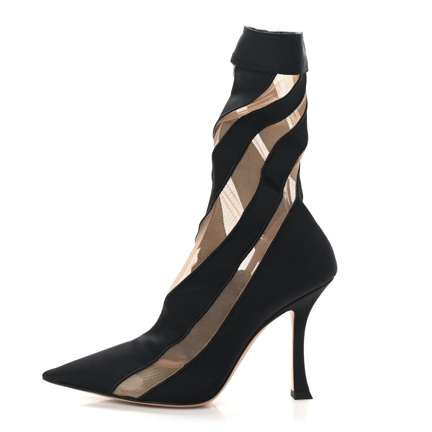 Jimmy Choo X Mugler Spiral Sock Ankle Boots 36 Black Nude 1 of 7