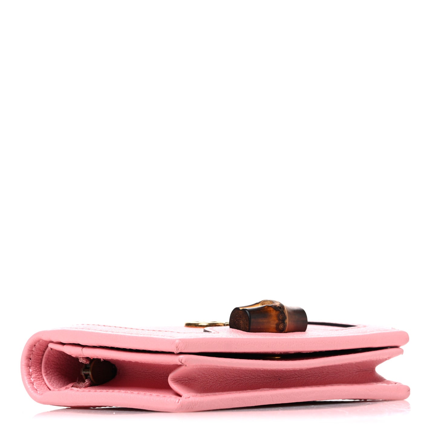 Wonka Grain Calfskin Diana Card Case Wallet Wild Rose