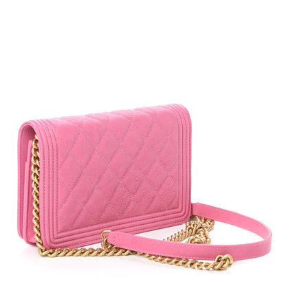 Chanel Caviar Quilted Boy Wallet On Chain WOC Pink 3 of 11