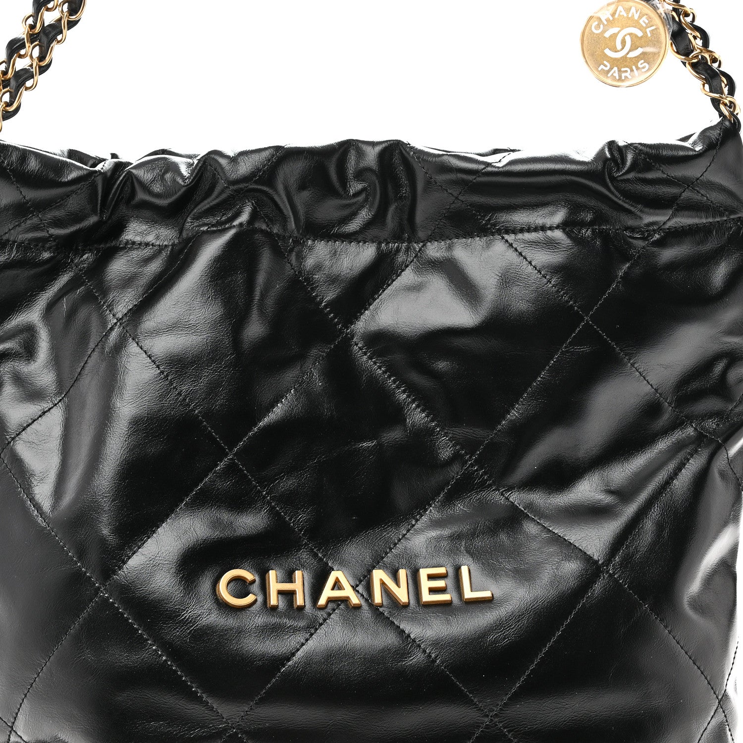Chanel Shiny Calfskin Quilted Small Chanel 22 Black 9 of 11