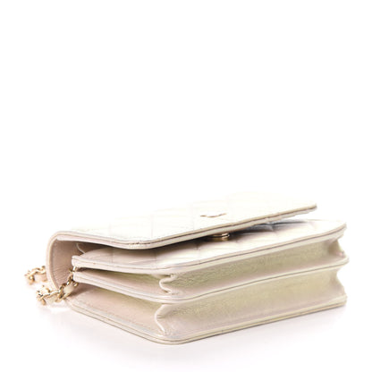 Chanel Iridescent Lambskin Quilted Mini Wallet On Chain WOC Ivory 4 of 10