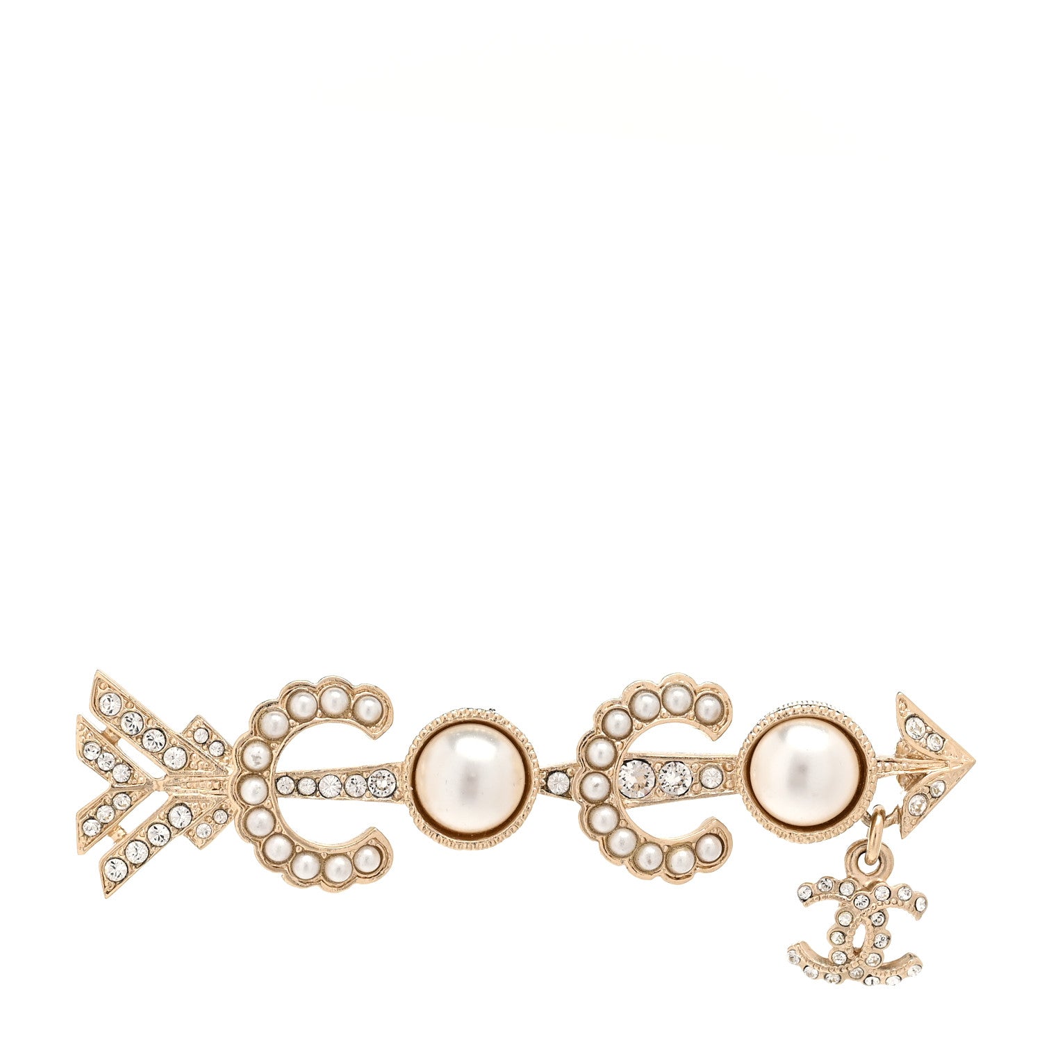 Chanel Pearl Crystal Queen of France Brooch Gold 1 of 3