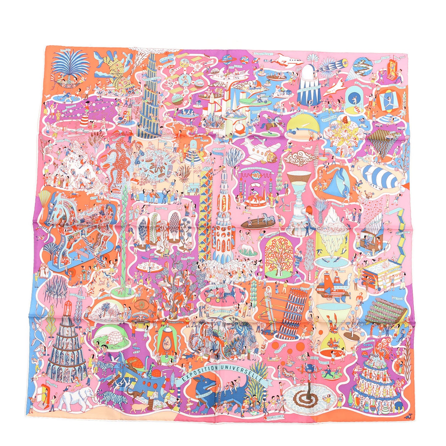 Silk Exposition Universelle Scarf 90 Rose Mauve Multicolore
