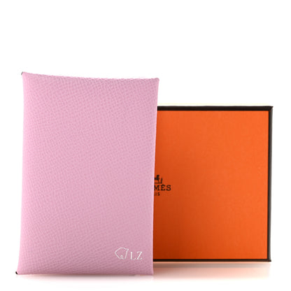 Hermes Epsom Horseshoe Calvi Card Case Mauve Sylvestre Rose Azalee 9 of 9