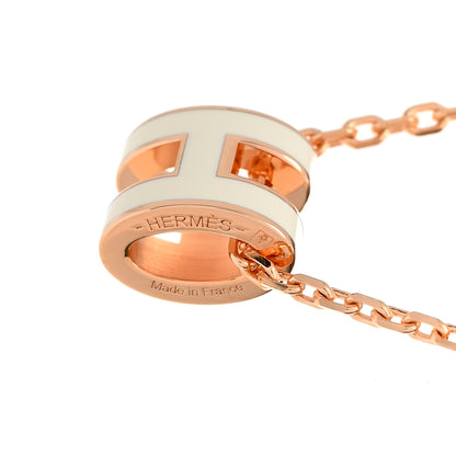 Hermes Lacquered Rose Gold Mini Pop H Pendant Necklace White 5 of 7