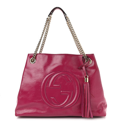 Gucci Vernice Naplack Medium Soho Chain Shoulder Bag Bright Bouganville 1 of 11