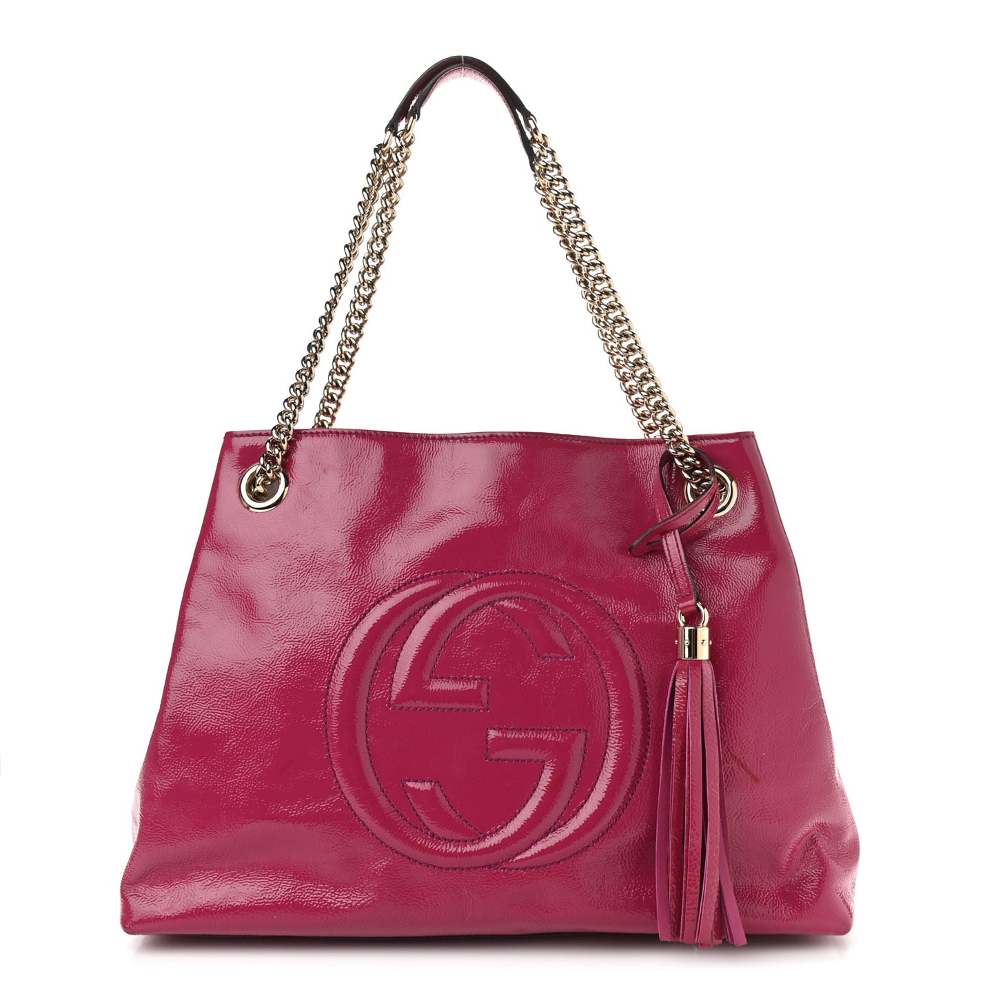 Vernice Naplack Medium Soho Chain Shoulder Bag Bright Bouganville