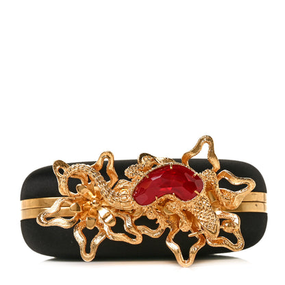 Alexander McQueen Satin Salamander Knuckle Box Clutch Black 9 of 11