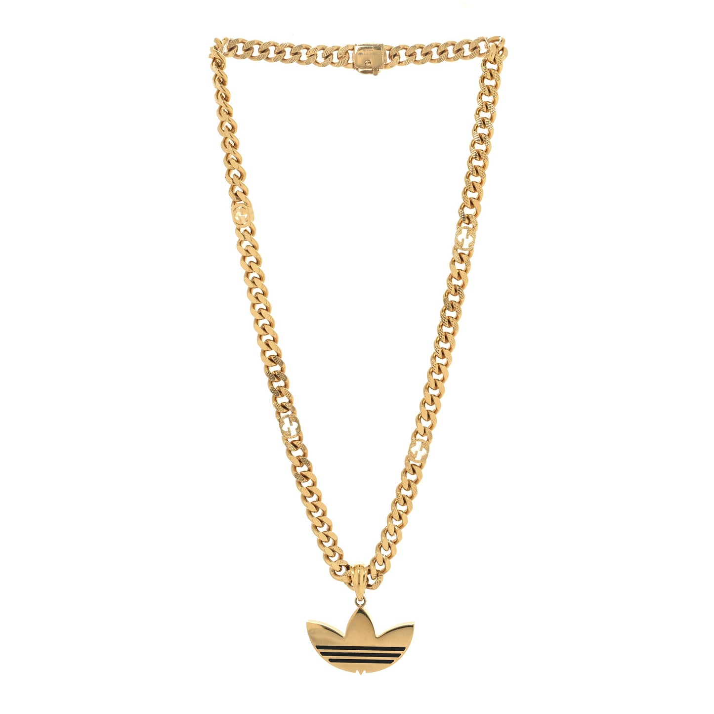 X ADIDAS Gourmette Trefoil Pendant Necklace Gold