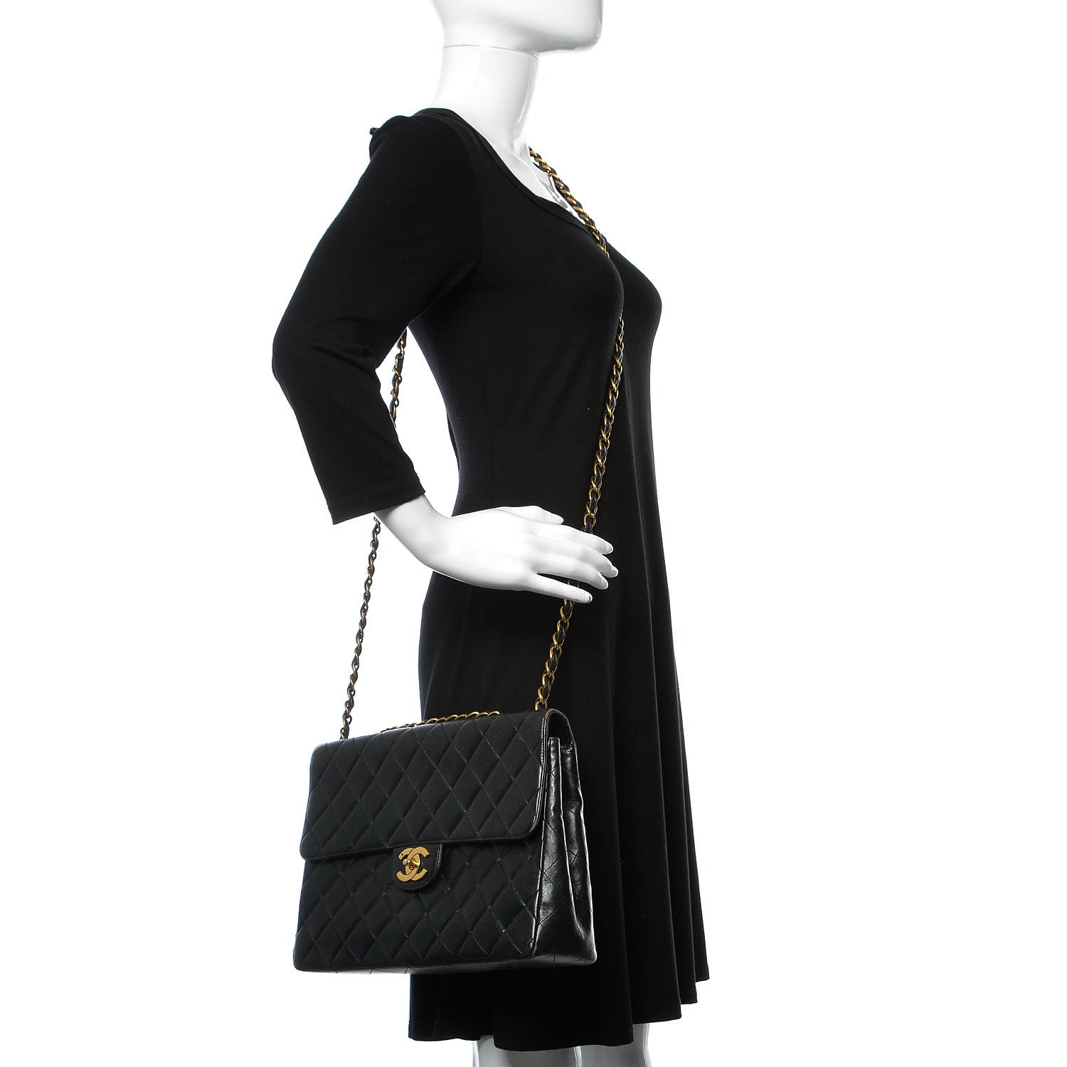 Chanel Lambskin Quilted Jumbo Single Flap Black 2 of 19