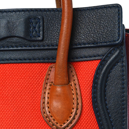 Celine Calfskin Linen Nano Tri-Color Luggage Poppy 14 of 20