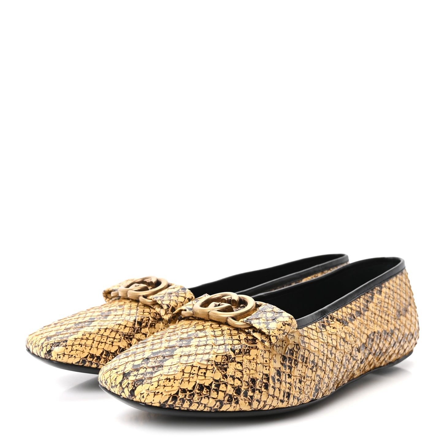 Snakeskin GG Bow Ballet Flats 38 Roccia