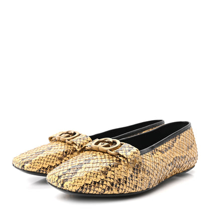 Gucci Snakeskin GG Bow Ballet Flats 38 Roccia 4 of 9