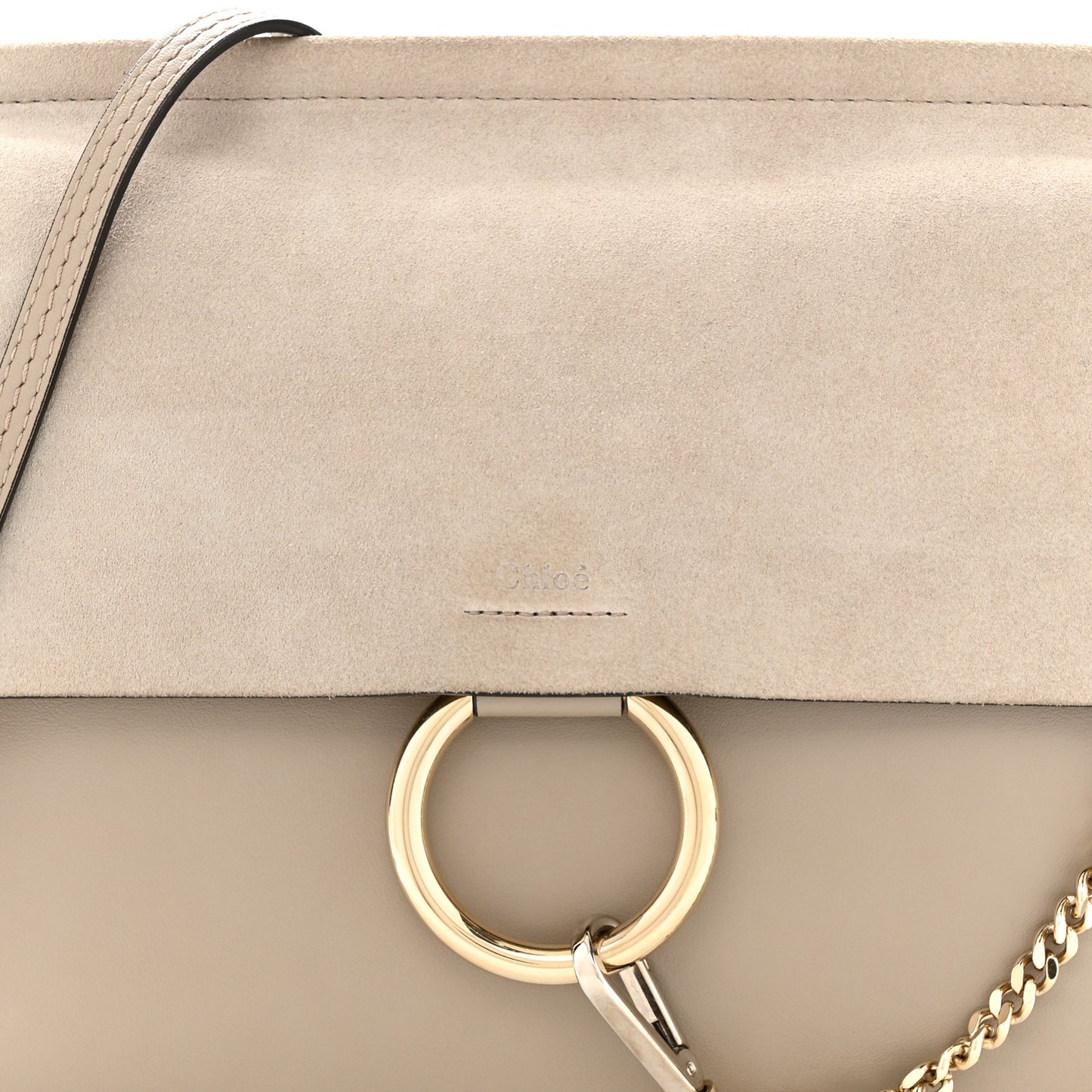 Calfskin Suede Medium Faye Shoulder Bag Motty Grey