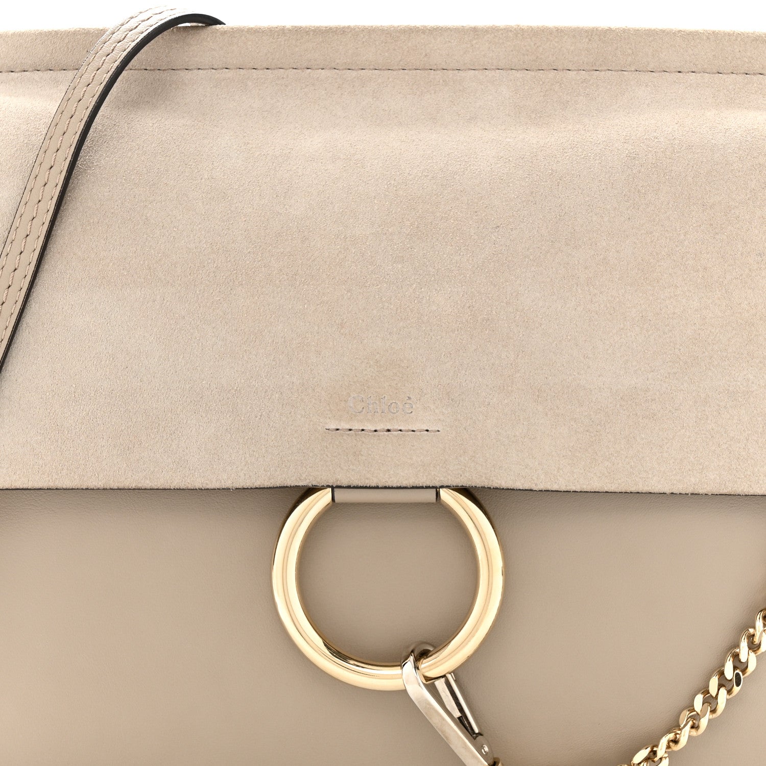 Chloe Calfskin Suede Medium Faye Shoulder Bag Motty Grey 7 of 11