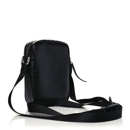 Fendi Glazed Fabric Vitello Century FF 1974 Stamp Patch Small Crossbody Messenger Black 3 of 10