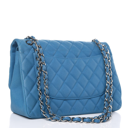 Chanel Iridescent Caviar Quilted Jumbo Double Flap Blue 3 of 13