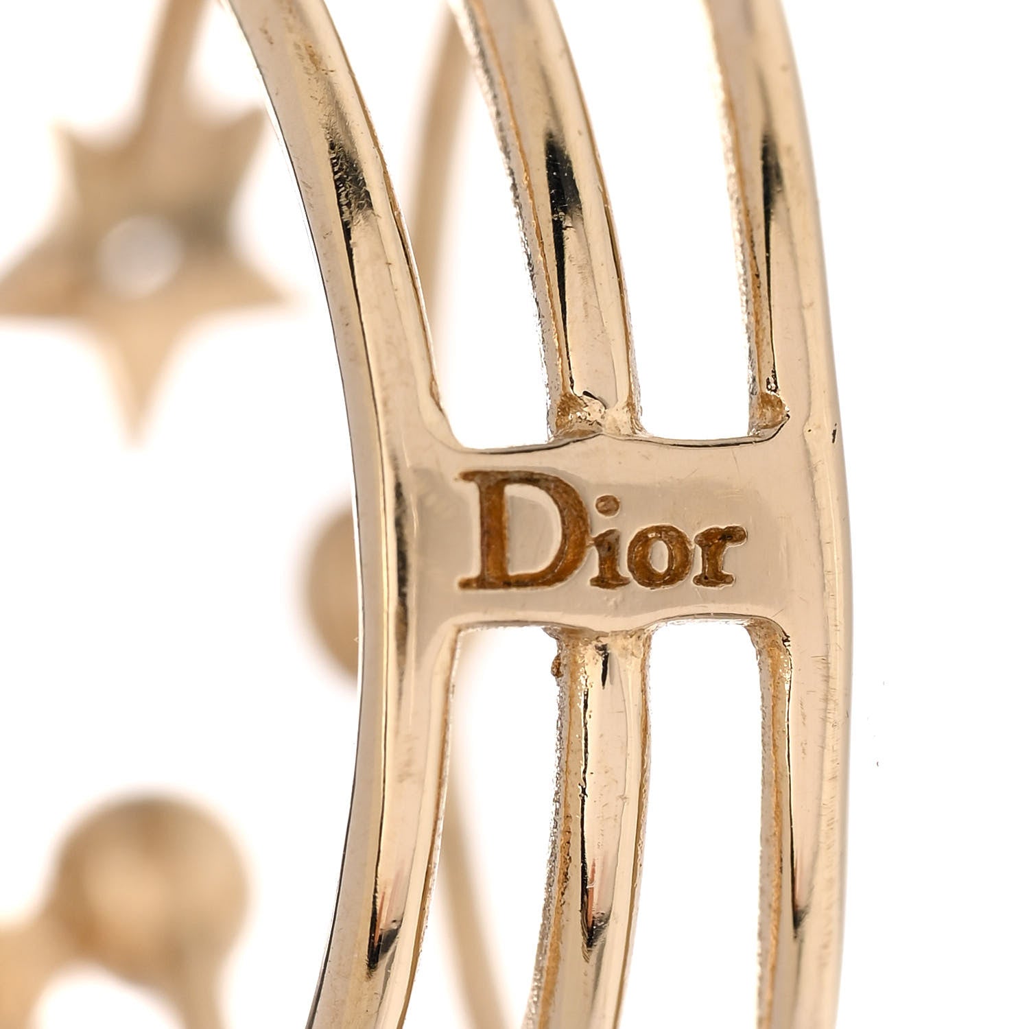 Christian Dior Metal Crystal Shiny-D Ring L Gold 4 of 5