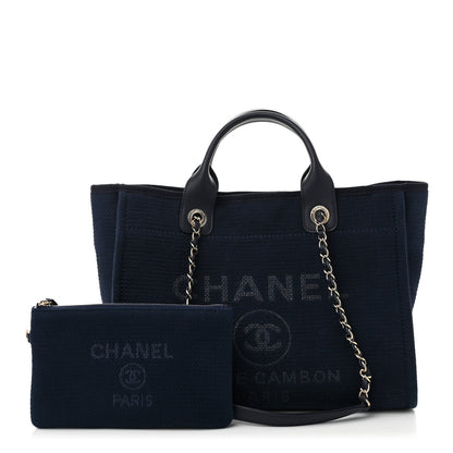 Chanel Mixed Fibers Small Deauville Tote Navy 3 of 12