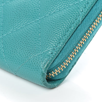 Chanel Caviar Quilted Zip Coin Purse Turquoise 6 of 11