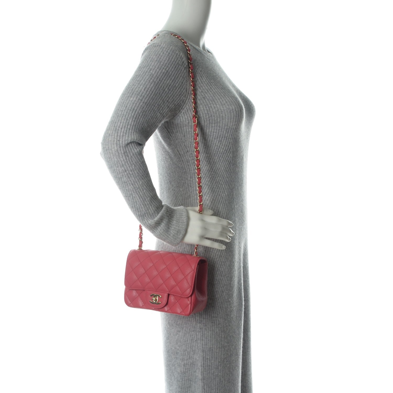 Chanel Caviar Quilted Mini Square Flap Dark Pink 2 of 7