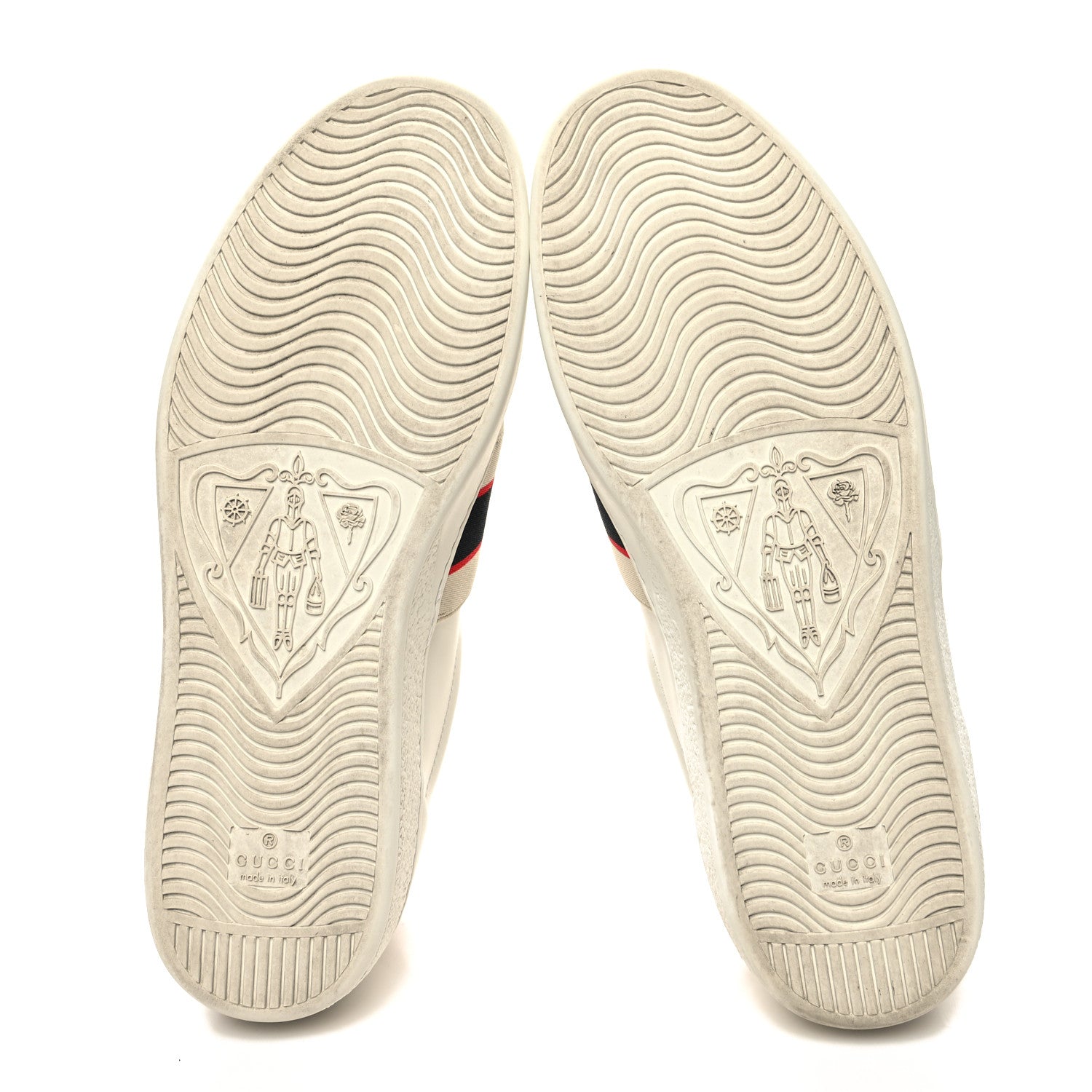 Gucci Calfskin Stripe Mens New Ace Sneakers 9 White Ecru Red Flame 5 of 9