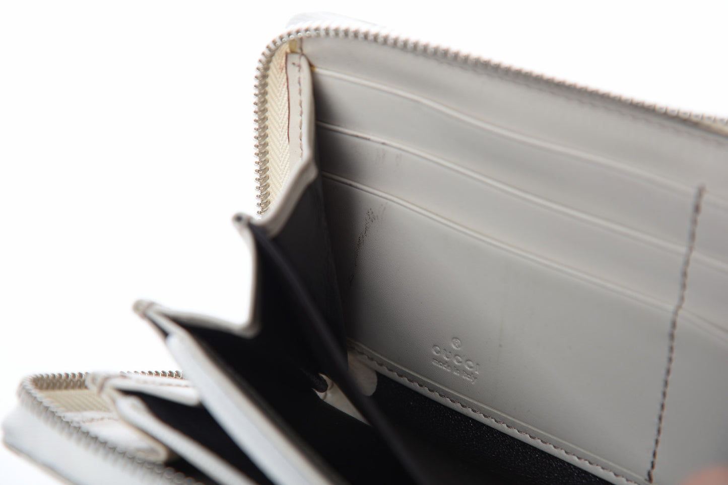 Monogram Large Twins Zip Around Wallet Beige Ebony White