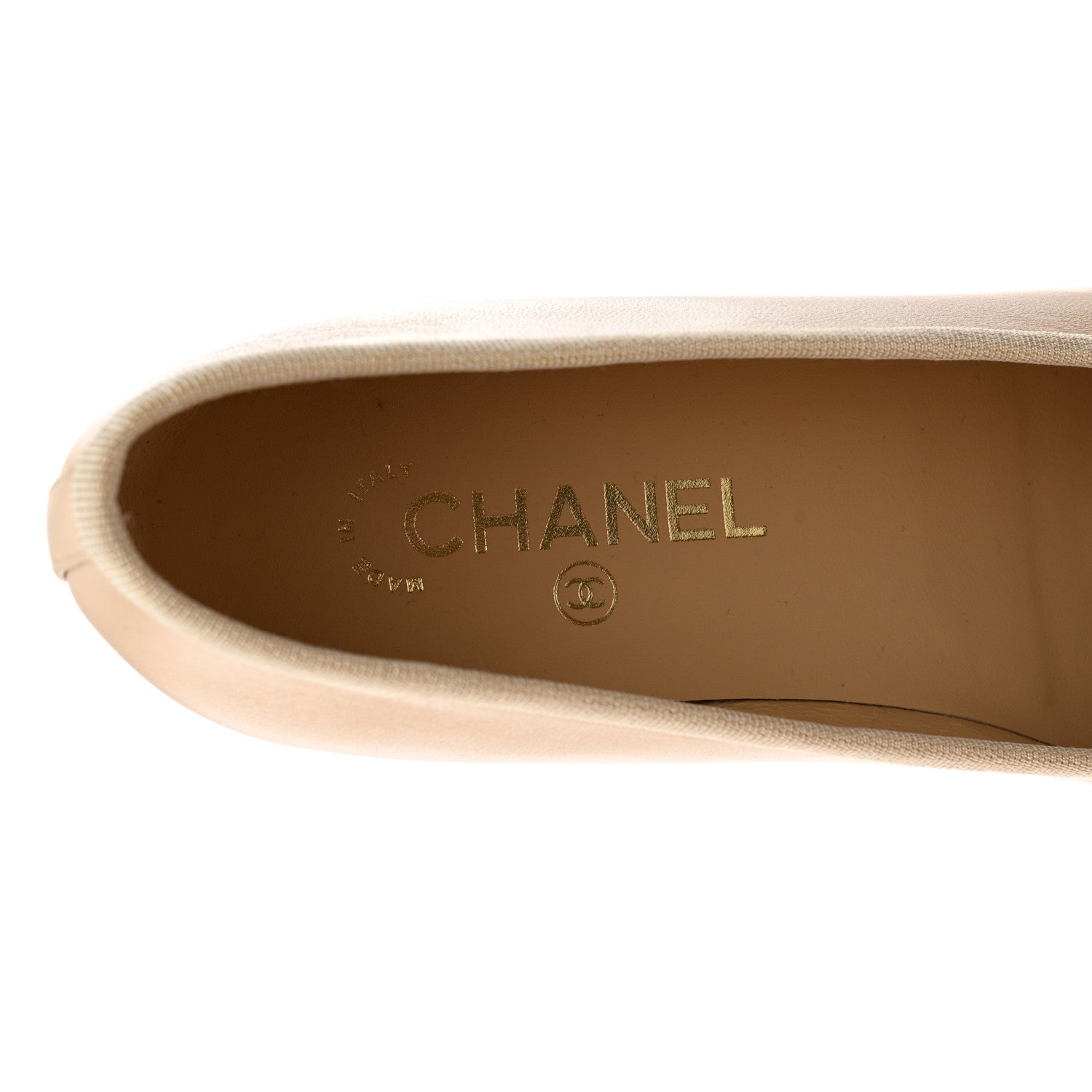 Chanel Lambskin Cap Toe Ballerina Flats 38.5 Beige Black 7 of 12