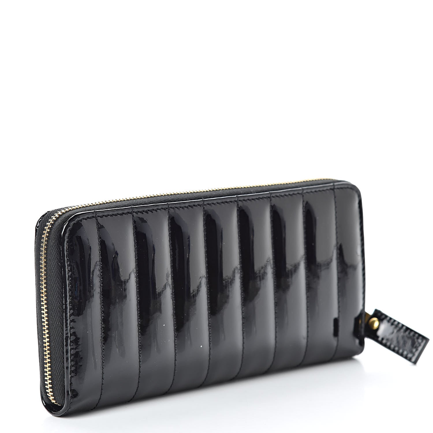 Saint Laurent Patent Calfskin Matelasse Monogram Vicky Zip Around Wallet Black 3 of 7