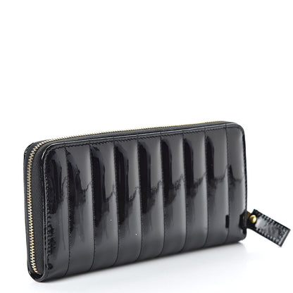 Saint Laurent Patent Calfskin Matelasse Monogram Vicky Zip Around Wallet Black 3 of 7