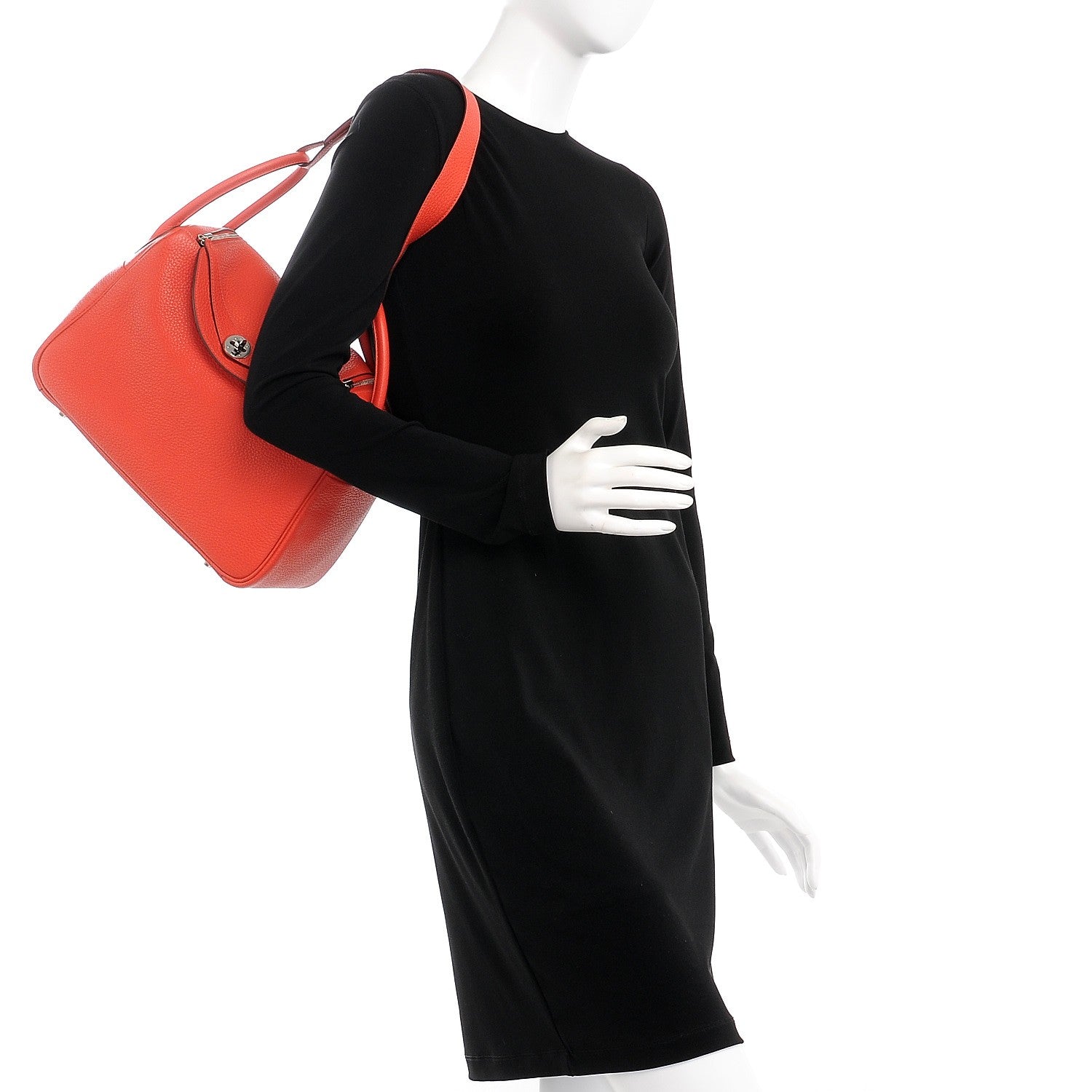 Hermes Taurillon Clemence Lindy 30 Rouge Pivoine 2 of 9