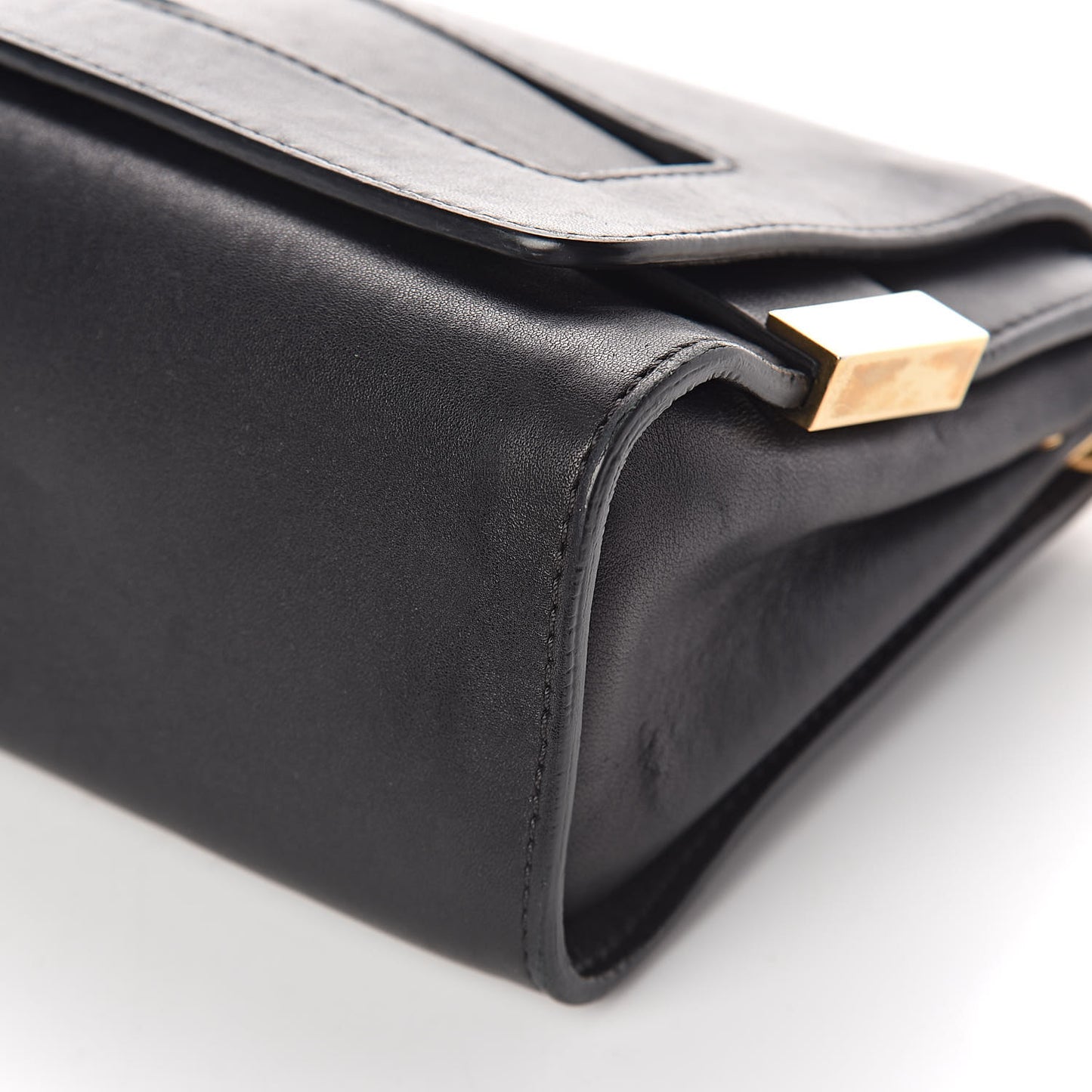 Lambskin Medium Elle Chain Clutch Black