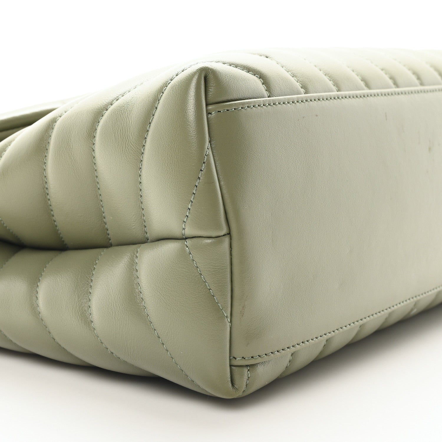 Saint Laurent Calfskin Y Quilted Monogram Medium Loulou Chain Satchel Light Sage 9 of 12