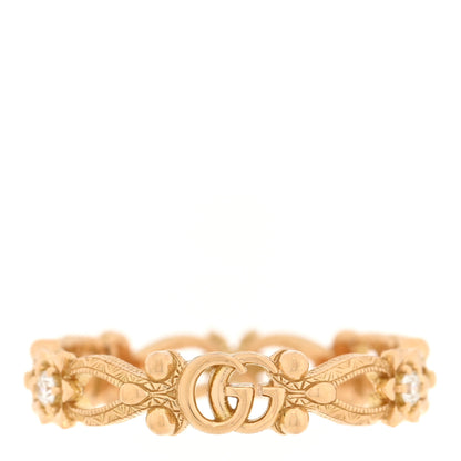 Gucci 18K Yellow Gold Diamond Flora Band Ring 53 6.25 3 of 4