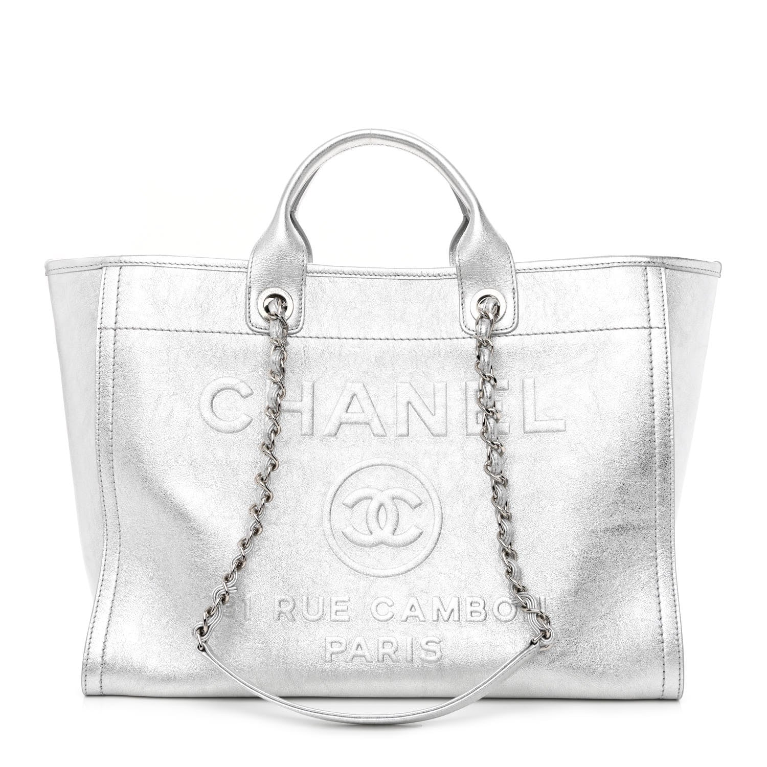 Chanel Metallic Calfskin Medium Deauville Tote Silver 3 of 13