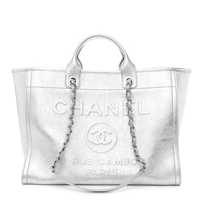 Chanel Metallic Calfskin Medium Deauville Tote Silver 3 of 13