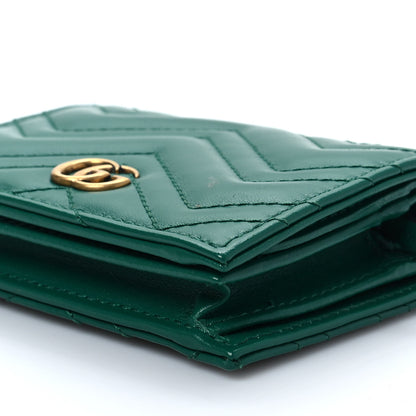 Gucci Calfskin Matelasse GG Marmont Card Case Wallet Emerald 6 of 7