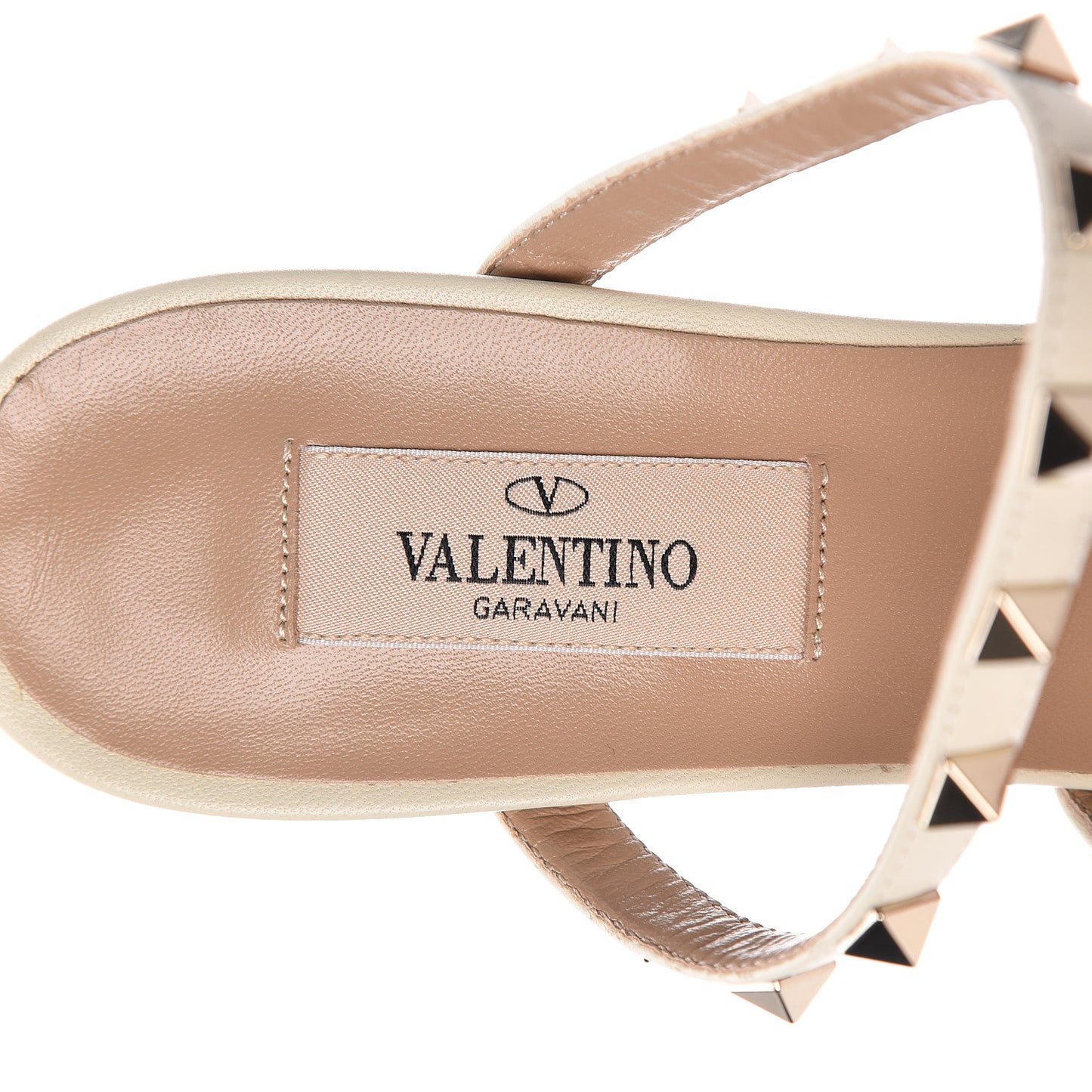 Calfskin Rockstud 60mm Caged Slide Sandals 38 Light Ivory