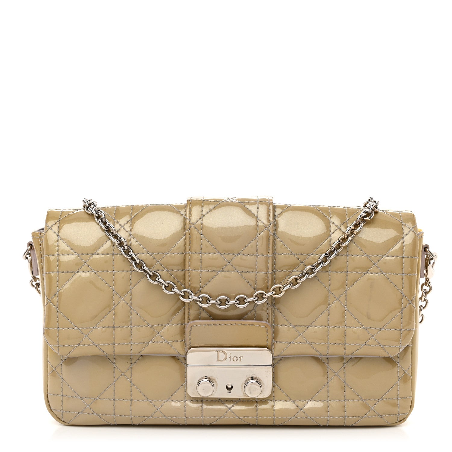 Christian Dior Patent Cannage New Lock Pouch Beige 1 of 12