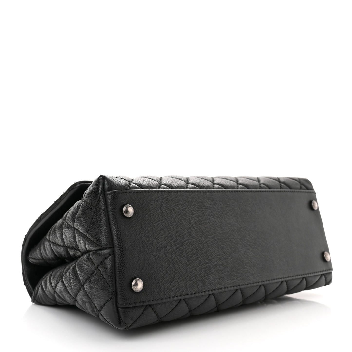 Caviar Quilted Small Coco Handle Flap Black