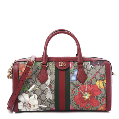 Gucci GG Supreme Monogram Flora Web Medium Ophidia Boston Red 1 of 12