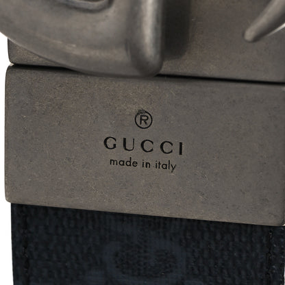 Gucci GG Supreme Monogram Plutone Calfskin Palladium Double G Reversible 37mm Belt 95 38 Black 5 of 6