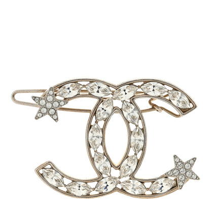 Chanel Crystal Starfall CC Hair Clip Silver 1 of 3