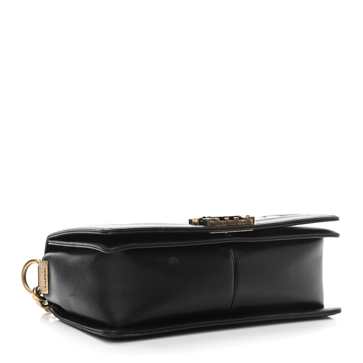 Chanel Lambskin Quilted Medium Boy Studded Handle Flap Black Gold 4 of 13