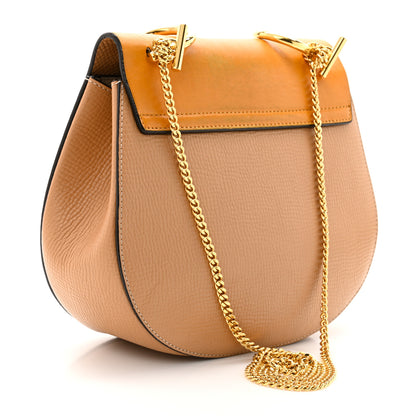 Chloe Grained Calfskin Lambskin Drew Shoulder Bag Wet Sand Sunflower 3 of 13