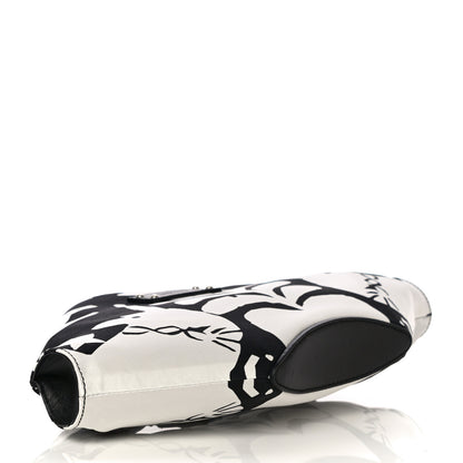 Alexander McQueen Silk Unicorn Print De Manta Clutch Black White 4 of 13