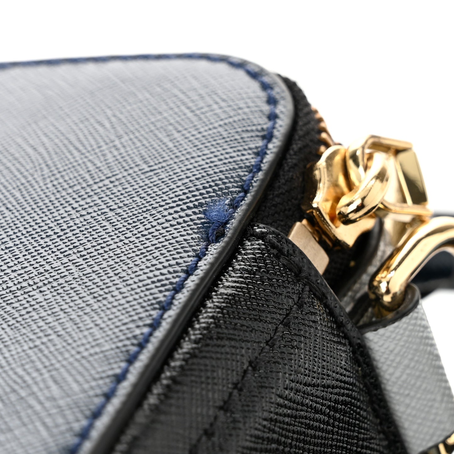 Metallic Saffiano Glitter Small Snapshot Camera Bag Blue Sea
