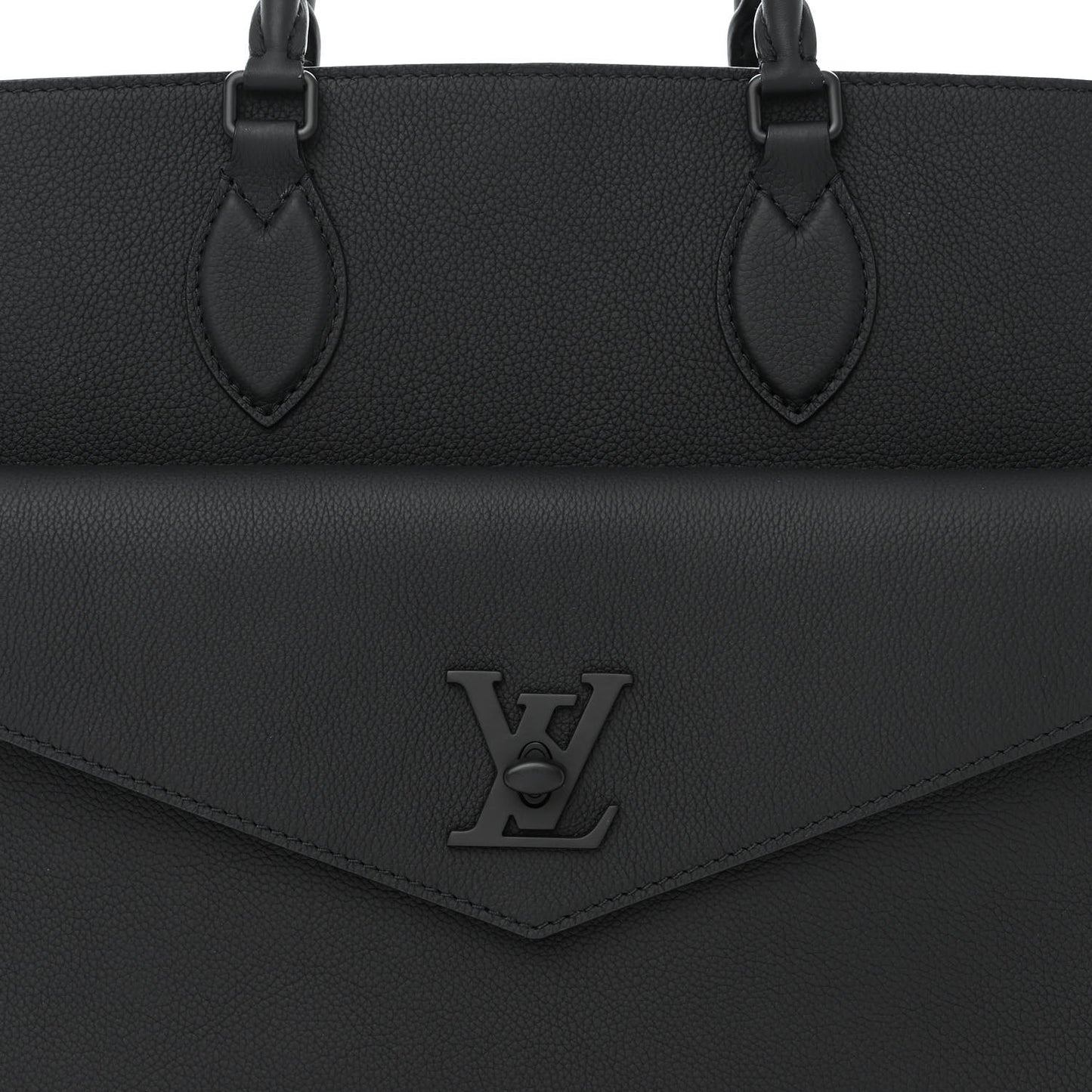 Soft Calfskin Lockme Tote MM Black
