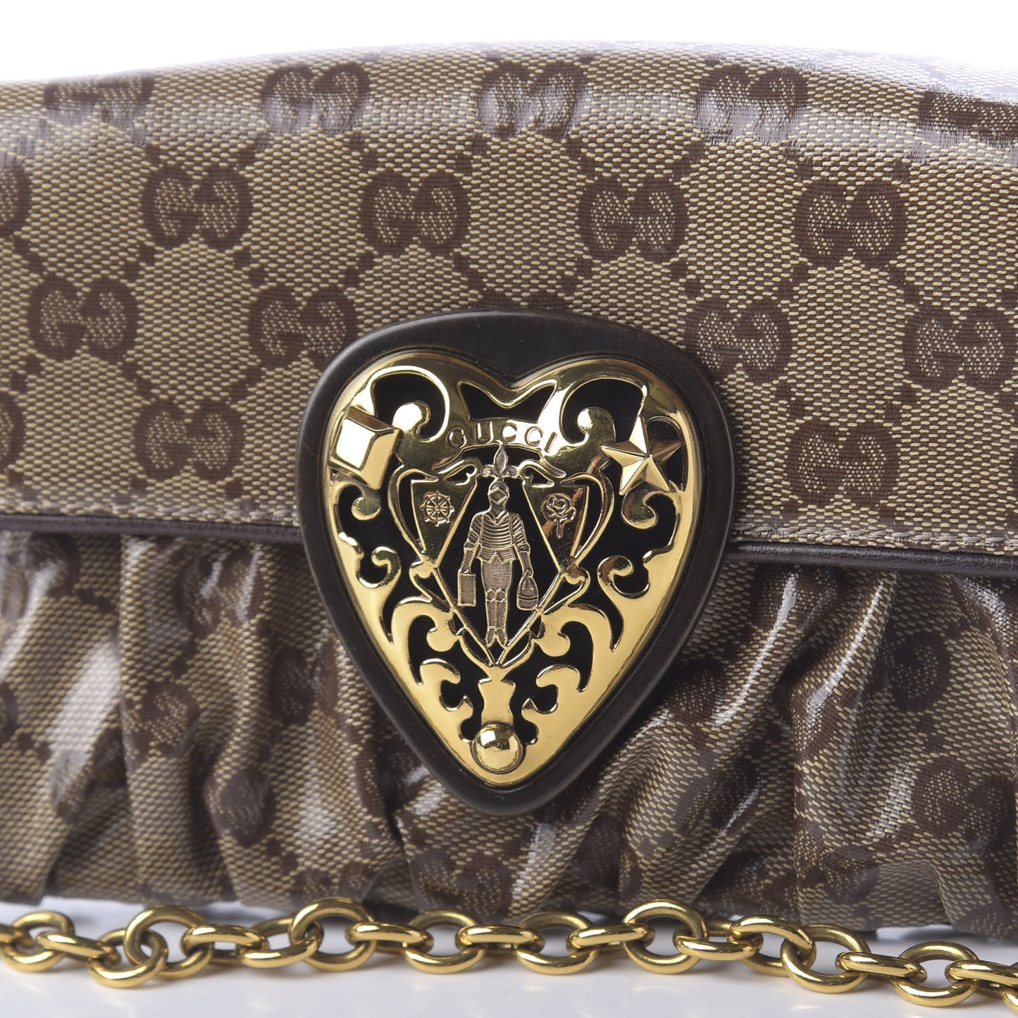 Crystal Monogram Babouska Clutch Dark Brown