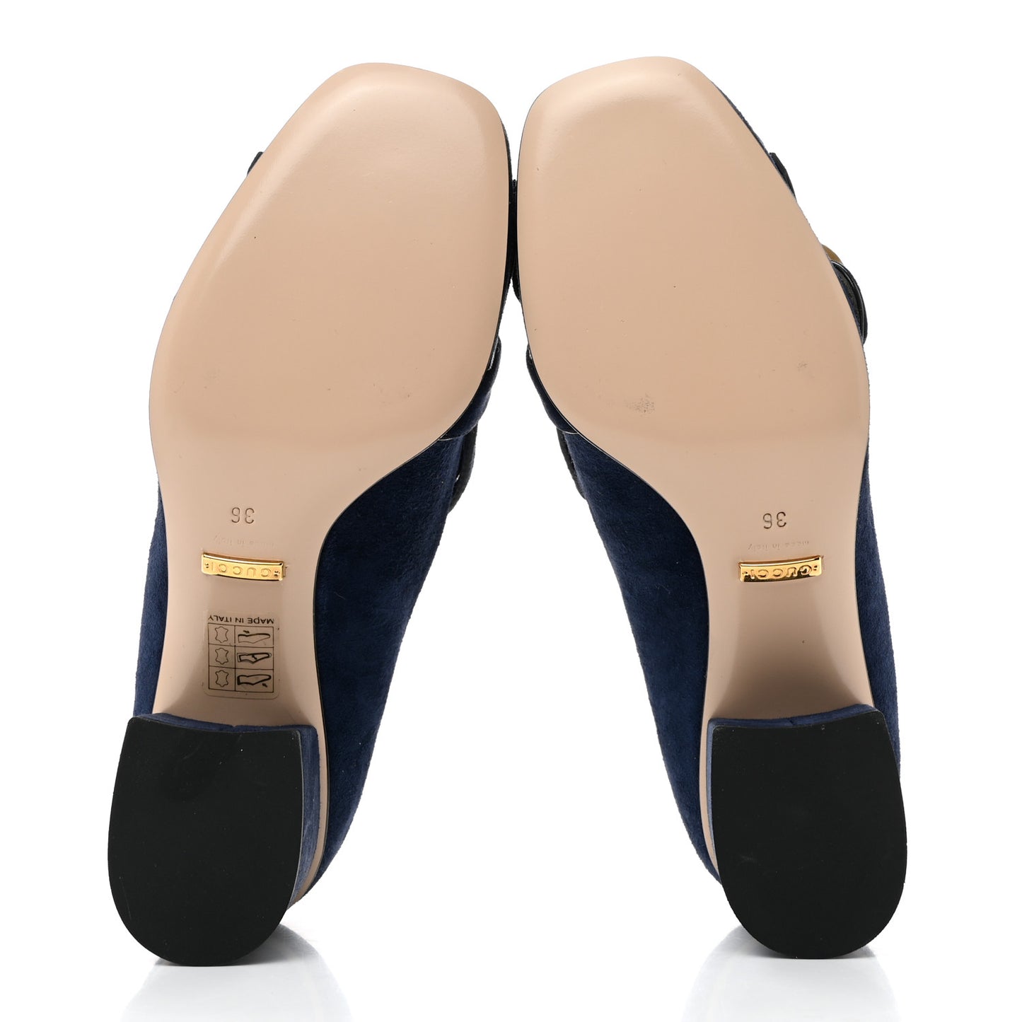 Kid Scamosciato GG Marmont Fringe 50mm Loafer Pumps 36 Blue Ink